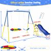 3 In 1 Swing Set With Slide For Backyard, Outdoor Playground Set With 33 Inch Saucer Swing, Belt Swing And Kids Slide, Heavy Duty A-Frame Steel Swing