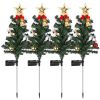4Packs Solar Christmas Tree Lights Xmas Garden Decorations Tree Stake Lamp 20Leds Solar Decor Light With Constant And Flashing Mode For Pathway Yard P