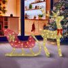 Lighted Christmas Reindeer & Sleigh Indoor Outdoor Christmas Decoration Christmas Lighted Display With 8 Lighting Modes