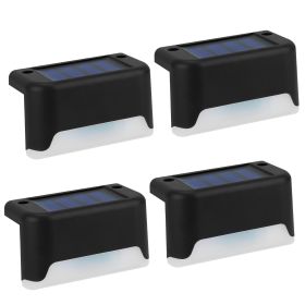 4Pcs Solar Powered Led Step Lights Outdoor Ip55 Waterproof Dusk To Dawn Sensor Fence Lamps For Stairs Yard Railing