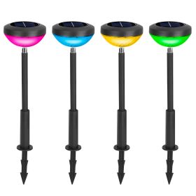 4Packs Solar Pathway Light Color Changing Garden Light Landscape Stake Ornamental Light For Yard Patio Lawn