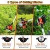 Cordless Grass Trimmer With Wheels 2Pcs 3.0Ah Batteries Rechargeable Handhold Lawn Mower With 3 Types Of Blades Head Angle Adjustable Lightweight For