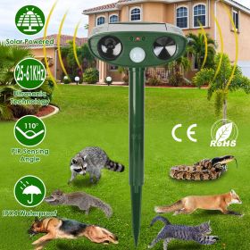 Solar Ultrasonic Animal Repeller Pir Motion Sensor Animal Repellent Chaser Ipx4 Waterproof For Farm Garden Yard To Drive Raccoon Squirrel Rat Skunk Ra