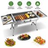 Foldable Charcoal Grill Portable Bbq Grill With Storage Shelf, Carry Handle, Air Vent Design, Chrome-Plated Grill Grate, 10 Skewers, Outdoor Barbecue