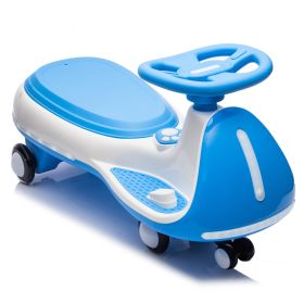 12V Kids Electric Wiggle Ride On Car, 2-In-1 Battery Powered Twist Car With Wireless Music, Controllable Led Lights & Flashing Pu Wheels, Stable Frame