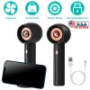 Portable Handheld Fan Rechargeable Pocket Personal Fan Quiet Desk Phone Holder Fan With 3 Speeds Removable Base For Commute Office Outdoor Indoor