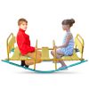 3-Seat Kids Rocking Seesaw Outdoor Playground Equipment Stainless Steel Teeter Totter With Eva Foam Cover Handles & Backrests Toddler Swing 220Lbs Max