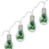 13.78Ft Christmas Snow Globe String Light Battery Powered 10 Led Bulbs Indoor Christmas Lights With Pine Needles Snowflakes Berries