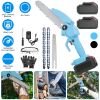 Electric Mini Chainsaw Portable Handheld Cordless Small Chain Saw Battery Powered With 2Pcs 1200Mah Rechargeable Batteries 8In Chains Gloves Goggles F