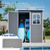 5X3Ft Resin Outdoor Storage Shed With Floor Lockable Garden Shed With Window Sloped Roof Weather-Resistant Tool Shed For Garden Tools, Pet House And B