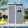 5X3Ft Resin Outdoor Storage Shed With Floor Lockable Garden Shed With Window Sloped Roof Weather-Resistant Tool Shed For Garden Tools, Pet House And B