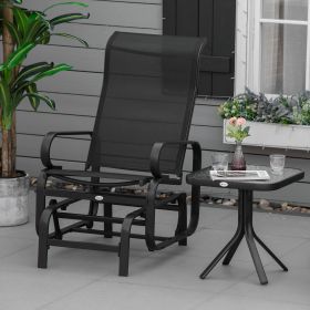 Outdoor Patio Sling Fabric Swing Glider Rocker Chair with Smooth Rocking Arms, Black
