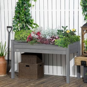 48" Raised Garden Bed, Elevated Wooden Planter Box with Holes for Vegetables, Herb, Flowers for Backyard, Dark Gray