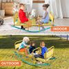 3-Seat Kids Rocking Seesaw Outdoor Playground Equipment Stainless Steel Teeter Totter With Eva Foam Cover Handles & Backrests Toddler Swing 220Lbs Max
