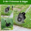 21V Electric Weed Edger Cordless String Trimmer Grass Mower Eater Bush Cutter With 16800Rpm 2X 3000Mah Batteries 3.6-4.6Ft Length 90° Rotatable Angle