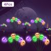 4 Packs Solar Skull Lights Outdoor Halloween Decorations Solar Powered With 6 Skull Heads 2 Lighting Modes Ip45 Waterproof Halloween Yard Lights For L