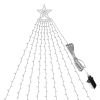 11.48Ft 350Led Multicolored Christmas Star Waterfall Tree String Light Indoor Outdoor Waterproof String Lights With Star Topper 8 Light Modes Memory F
