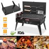 17.32X10.63X2.56In Portable Charcoal Grill Foldable Bbq Suitcase Grill Shelf For Outdoor Camping Picnics Garden Grilling
