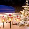 1Pc Solar Powered Lamp 3 Snowmen Outdoor Decorative Christmas Lamp Garden Stake Light Ip55 Waterproof Santa Landscape Light Warm White Led Lighting Pa