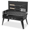 17.32X10.63X2.56In Portable Charcoal Grill Foldable Bbq Suitcase Grill Shelf For Outdoor Camping Picnics Garden Grilling