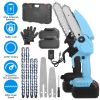Electric Mini Chainsaw Portable Handheld Cordless Small Chain Saw Battery Powered With 2Pcs 2200Mah Rechargeable Batteries 4In/6In Chains For Pruning