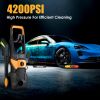 4200Psi 1.85Gpm 1800W Electric Pressure Washer High Pressure Cleaning Machine Portable Car Power Washer With Spray Gun 4 Nozzles Foam Cannon Holders F
