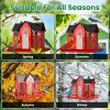 Metal Hanging Bird Feeder House Classic Barn Bird Feeder House Iron Hanging Outdoor Feeder With Visible Window And Lift Top Lid 15.75In Hanging Length
