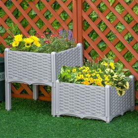 2-Piece Raised Garden Bed with Legs, Self-Watering Planter Box Raised Bed to Grow Flowers, Herbs & Vegetables, Gray