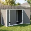 4.6X2.4 Ft Resin Outdoor Storage Shed With Hydraulic Lid & Ramp Lockable Horizontal Storage Cabinet For Garden Tools Firewood Outdoor Supplies And Pet