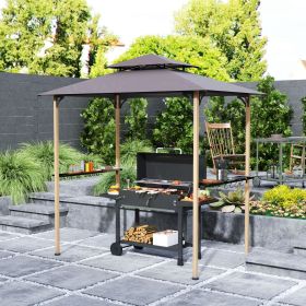 8' x 5' Grill Gazebo, Double Tiered Barbecue Grill Gazebo Shelter with 2 Side Shelves and 10 Hooks for Patio, Garden