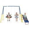 3 In 1 Swing Set With Slide For Backyard, Outdoor Playground Set With 33 Inch Saucer Swing, Belt Swing And Kids Slide, Heavy Duty A-Frame Steel Swing