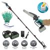 2-In-1 8” Cordless Electric Pole Saw And Mini Chainsaw With Extension Poles 2Pcs 21V 3.0Ah Batteries Adjustable Length Chain Saw With Auto Oiler Safet