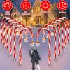 Solar Christmas Candy Cane Lights With 12 Candies 72Leds Outdoor Christmas Decorations Ip44 Waterproof Flickering Pathway Markers String Lights With 8