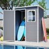 5X3Ft Resin Outdoor Storage Shed With Floor Lockable Garden Shed With Window Sloped Roof Weather-Resistant Tool Shed For Garden Tools, Pet House And B