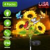 Solar Sunflower Lights Outdoor Waterproof Warm White Solar Landscape Lights With 2 Lighting Modes Ip44 Decorative Solar Flower Lights For Yard Patio P