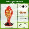 Glass Hummingbird Feeder 33Oz Hand Blown Hummingbird Feeder With 5 Flower Feeding Port Perch Ant Moat Hanging Hook S Hook Hemp Rope Cleaning Brush For