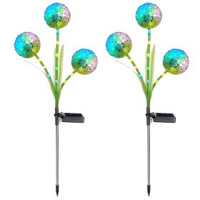 2 Pcs Dandelion Solar Light 36Led Beads Outdoor Garden Lawn Pathway Landscape Stake Lamp Colorful Ornamental Light