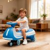 12V Kids Electric Wiggle Ride On Car, 2-In-1 Battery Powered Twist Car With Wireless Music, Controllable Led Lights & Flashing Pu Wheels, Stable Frame