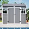8X6Ft Resin Outdoor Storage Shed With Floor Lockable Garden Shed With 2 Windows Ventilation & Sloped Roof Weather-Resistant For Garden Tools Lawn Equi