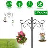 2 Packs 76In Heavy Duty Double Shepherds Hook Bird Feeder Pole Garden Hanging Holder With 4 Adjustable Height 5 Prong Base For Bird Feeder Garden Plan
