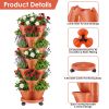 7 Tier Stackable Vertical Planter With Wheels Strawberry Planter Tower Space Saving Garden Planter With Drainage System Rolling Herb Flower Vegetable