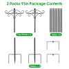 2 Packs 91In Heavy Duty Double Shepherds Hook Bird Feeder Pole Garden Hanging Holder With 5 Adjustable Height 5 Prong Base For Bird Feeder Garden Plan
