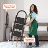 3-Step Foldable Ladder With Wide Anti-Slip Pedal Safety Locking Design Soft Handgrip Portable Lightweight Folding Step Stool 330Lbs Load Capacity For