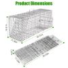 Humane Cat Trap Cage With Waterproof Cover Gloves Catch Release Live Animal Rodent Cage Collapsible Galvanized Wire For Raccoons Beavers Groundhogs Fo