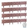 12Pcs Stone Fence Edging Panels, Imitation Stone Pp Garden Border With Rotatable Connectors, Easy Snap Assembly Adjustable Angle For Garden Yard Lawn