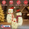 3Pcs 2D Christmas Snowman Yard Decoration Snowman Family Outdoor Decoration With 90Pcs Led Warm Yellow Lights 8 Lighting Modes Ip44 Waterproof For Chr