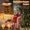 1500W Outdoor Patio Heater Electric Hanging Heated Ceiling Mounted Heating Lamp Ip23 Waterproof With 3 Heating Levels 30Mins/60Mins Timer 2 Remote Con