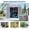8X6Ft Resin Outdoor Storage Shed With Floor Lockable Garden Shed With 2 Windows Ventilation & Sloped Roof Weather-Resistant For Garden Tools Lawn Equi