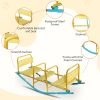 3-Seat Kids Rocking Seesaw Outdoor Playground Equipment Stainless Steel Teeter Totter With Eva Foam Cover Handles & Backrests Toddler Swing 220Lbs Max