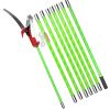 2 In 1 Extra Long Manual Pole Saw 8.23-28.25Ft Extendable Tree Pruner For High Branches With Pruner Scissors 2 Double-Hooked Saw Blades Goggles Gloves